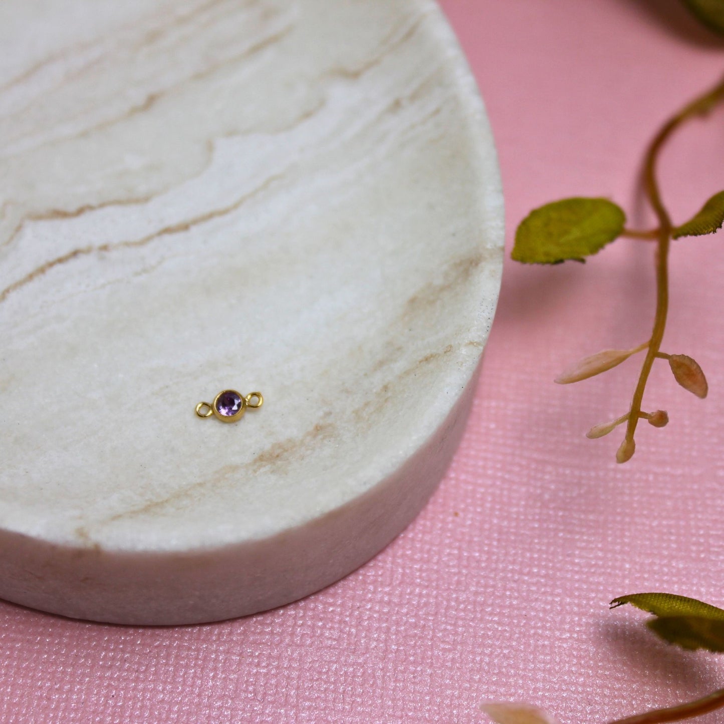 Gold Filled Amethyst Crystal Connector Charm