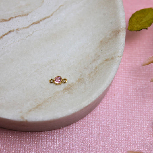 Gold Filled Pink Crystal Connector Charm