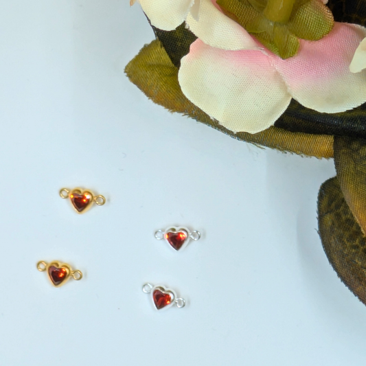 Birthstone 4mm Cubic Zirconia Heart Connector