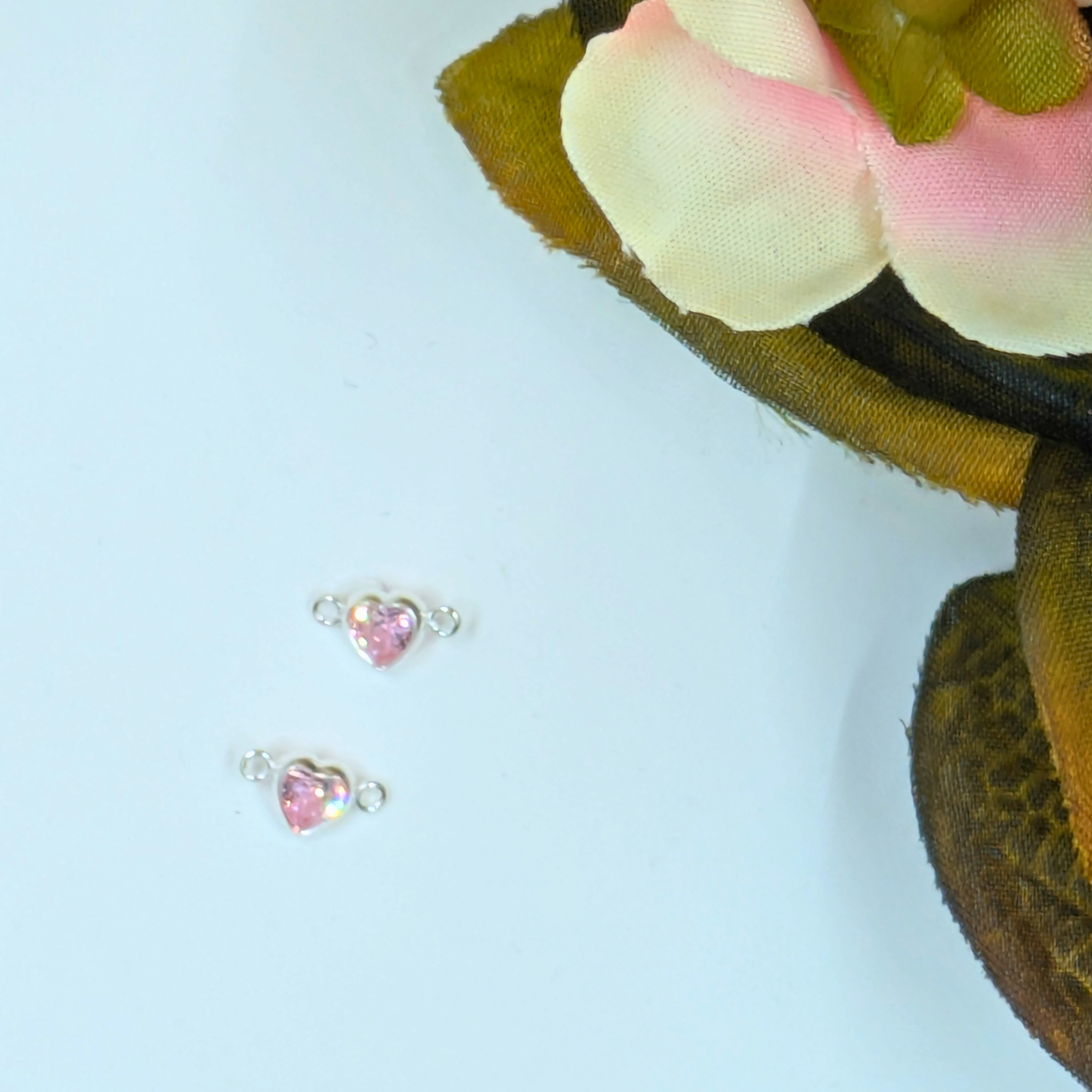 Birthstone 4mm Cubic Zirconia Heart Connector