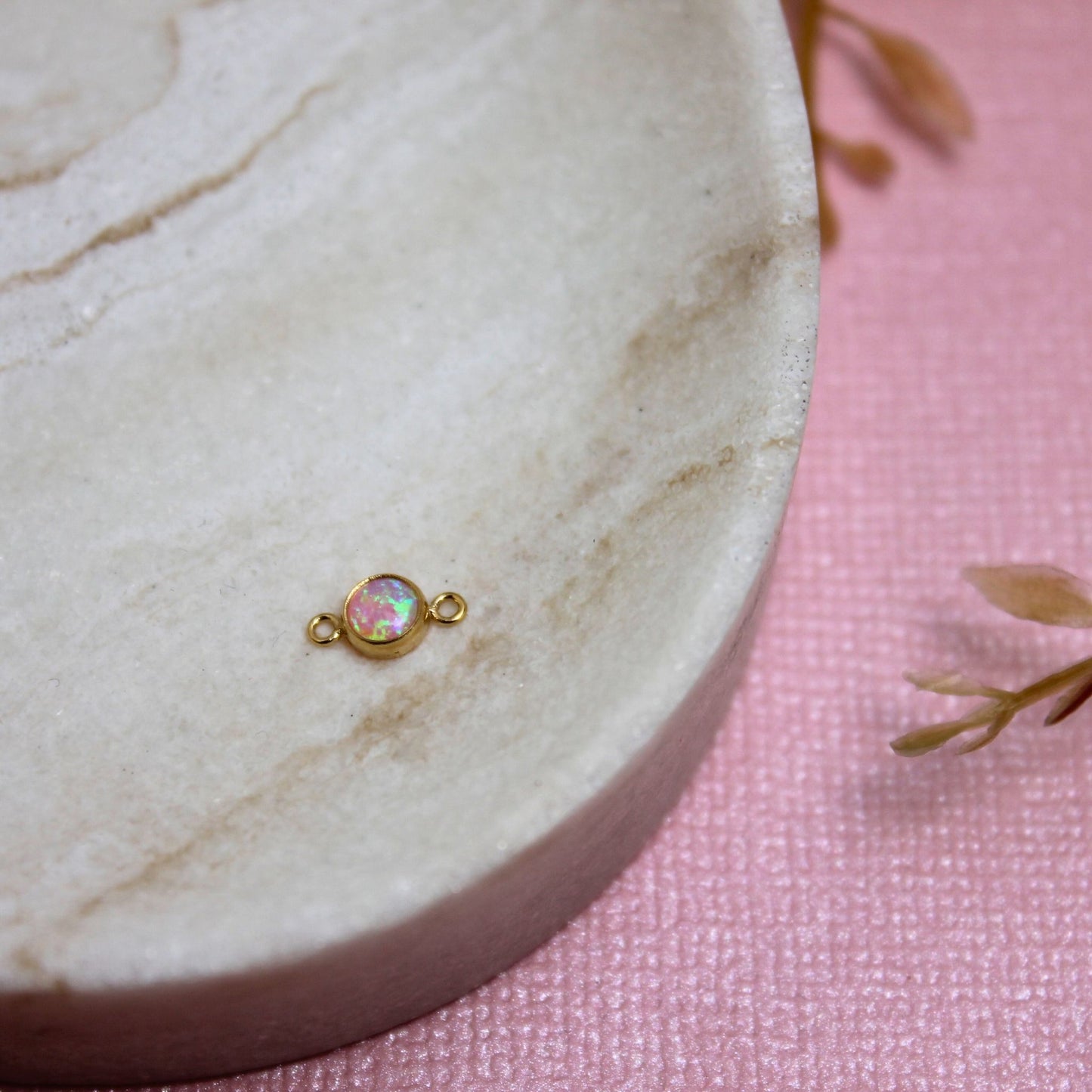 Gold Filled Pink Opal Charm Connector