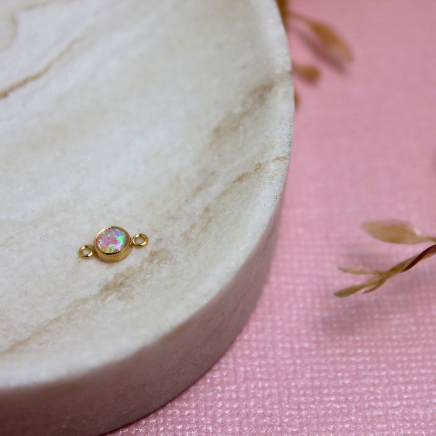 Gold Filled Pink Opal Charm Connector