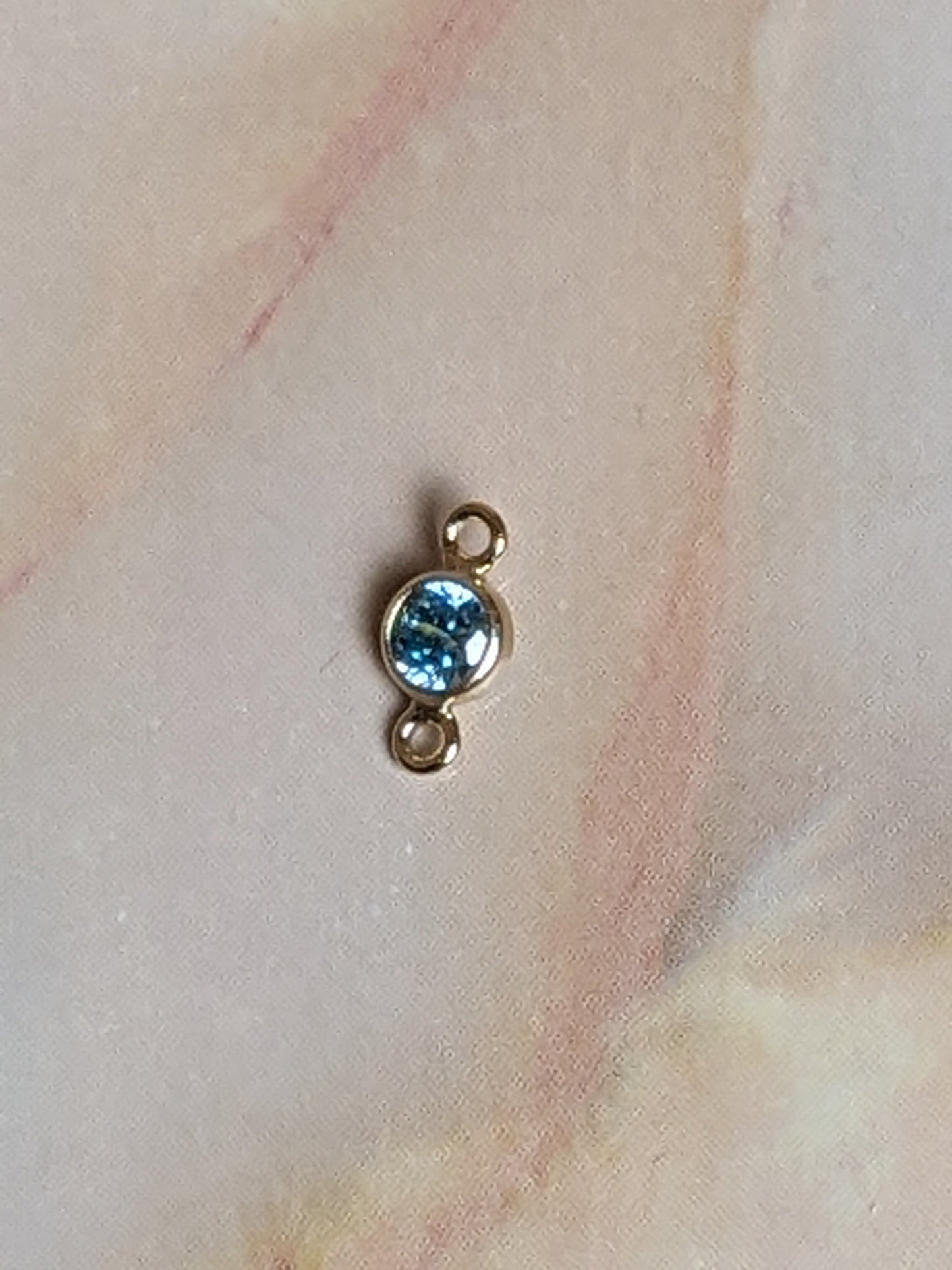 Gold Filled Swiss Blue Crystal Connector Charm