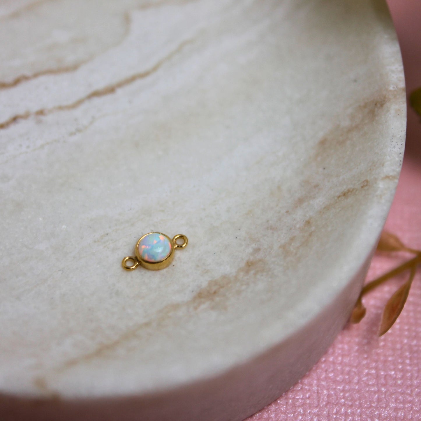 Gold Filled White Opal Connector Charm