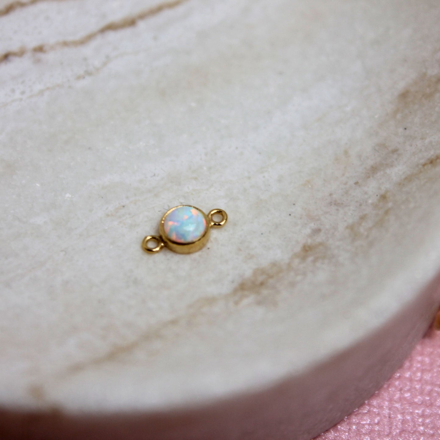 Gold Filled White Opal Connector Charm