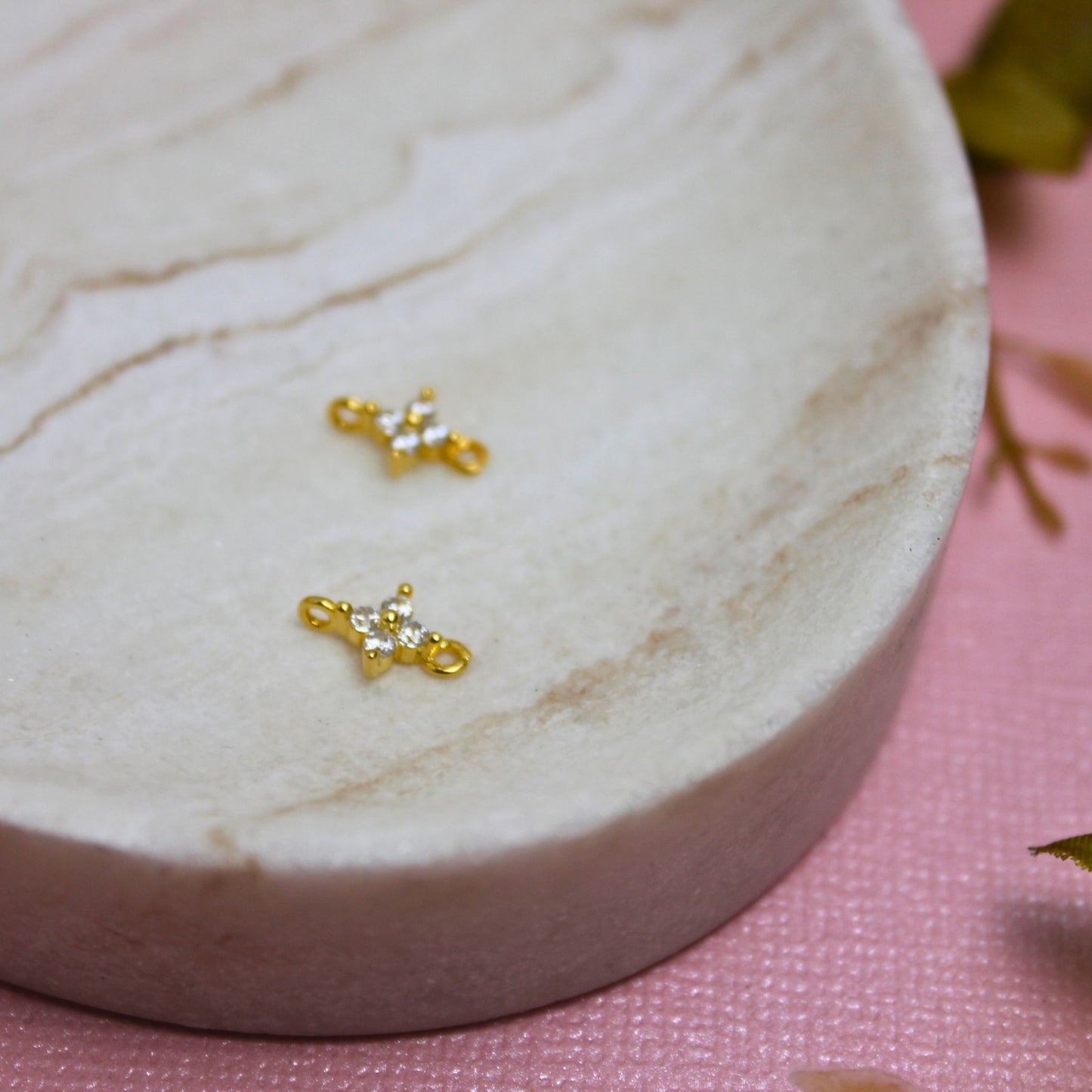 Gold Plated Plum Blossom Connector Charm