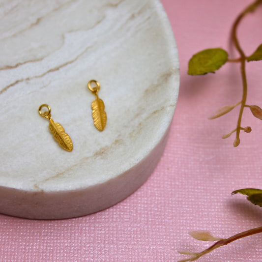 Gold Vermeil 15mm Feather Charm