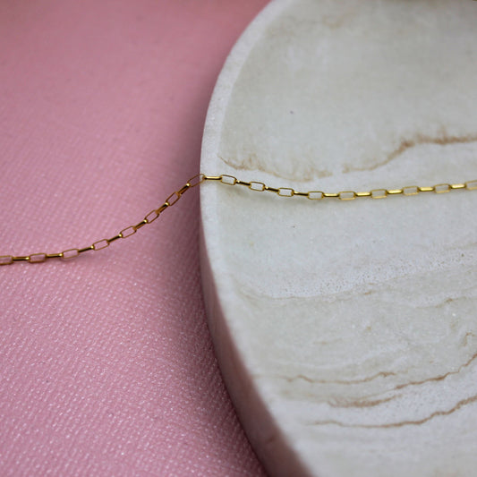 "Madrid" Gold Filled 1.3mm Elongated Oval Rolo Chain