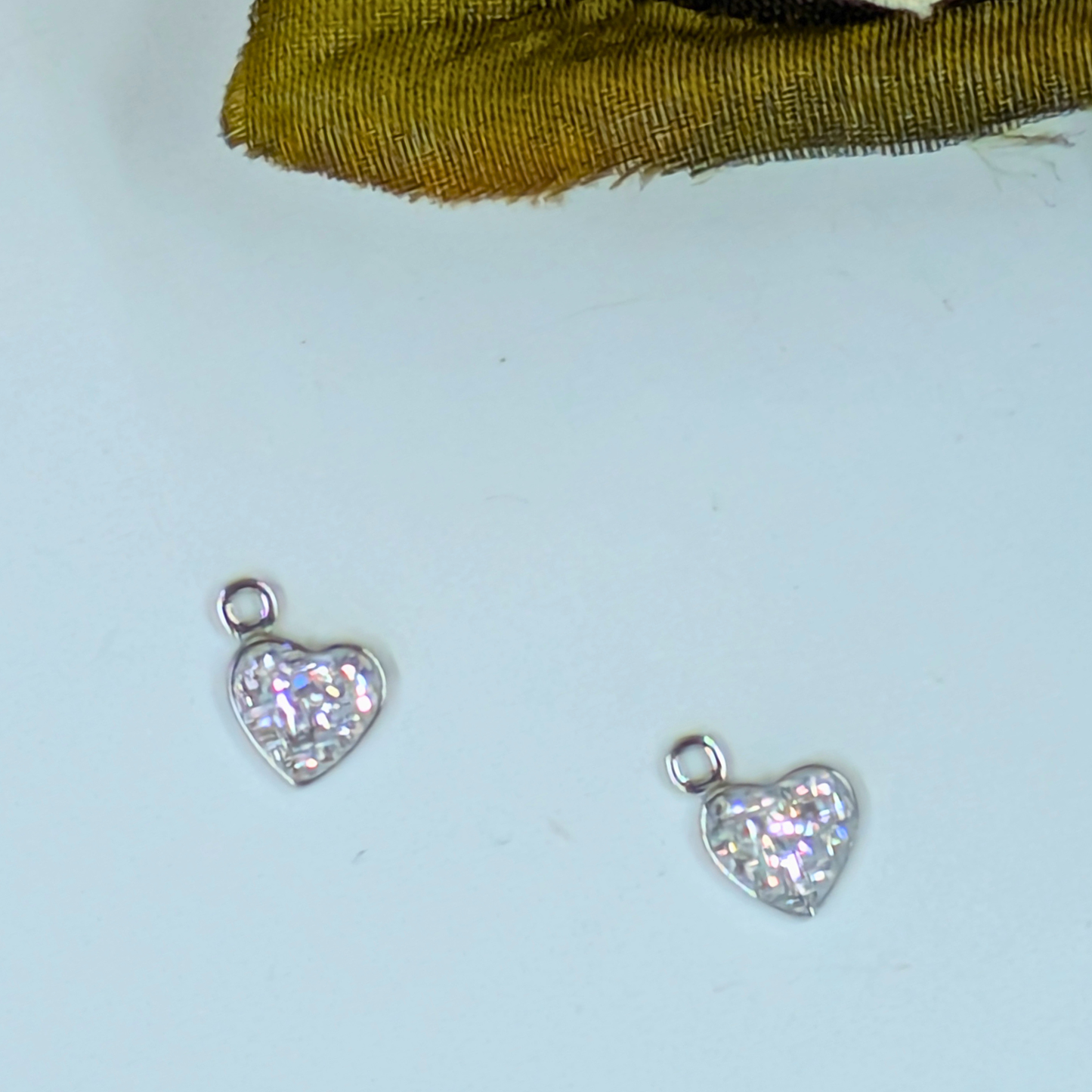 Mini Crystal Heart Charm | Sterling Silver