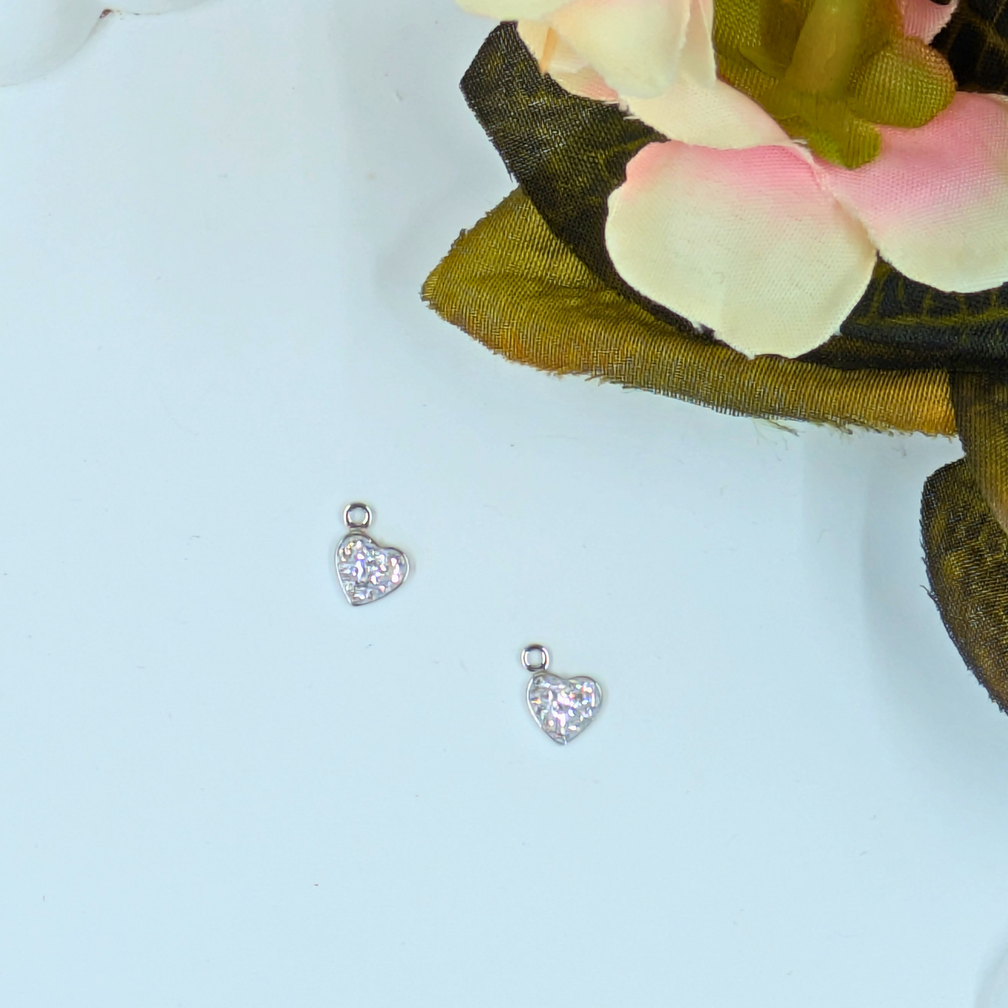 Mini Crystal Heart Charm | Sterling Silver