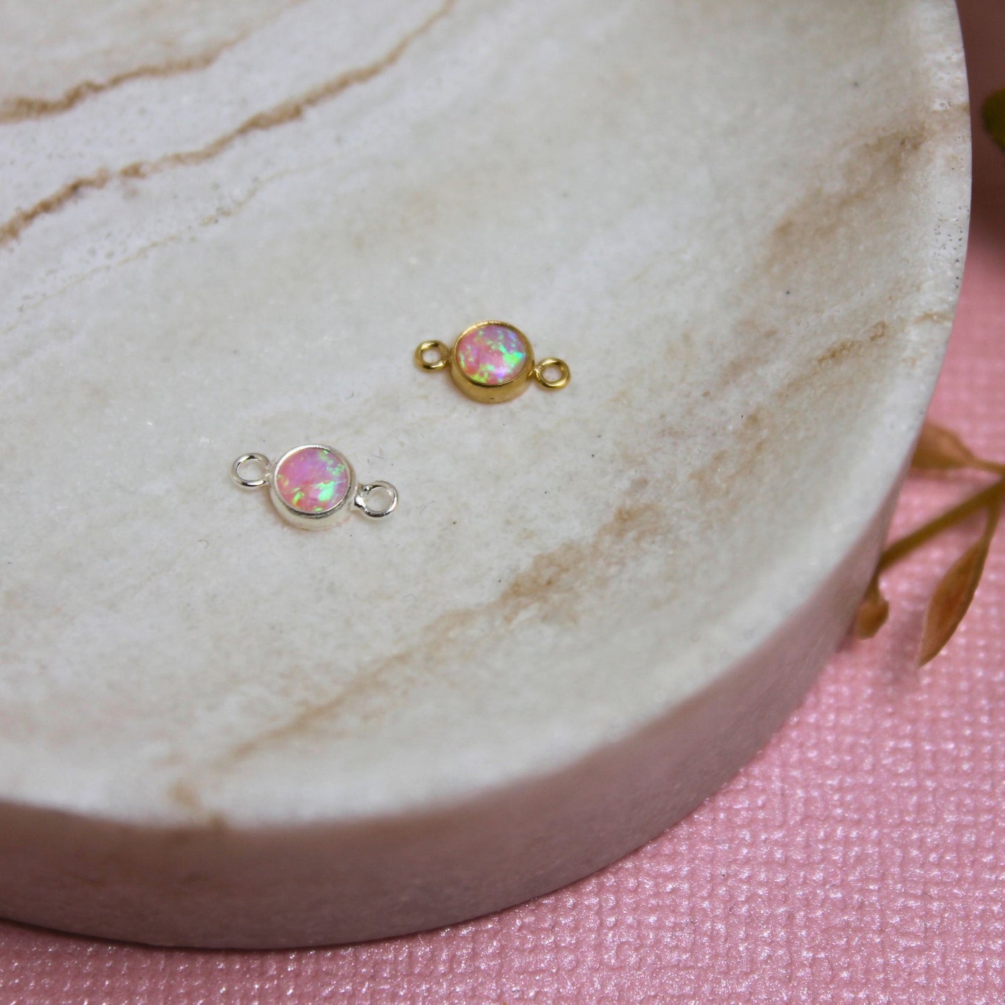 Gold Filled Pink Opal Charm Connector