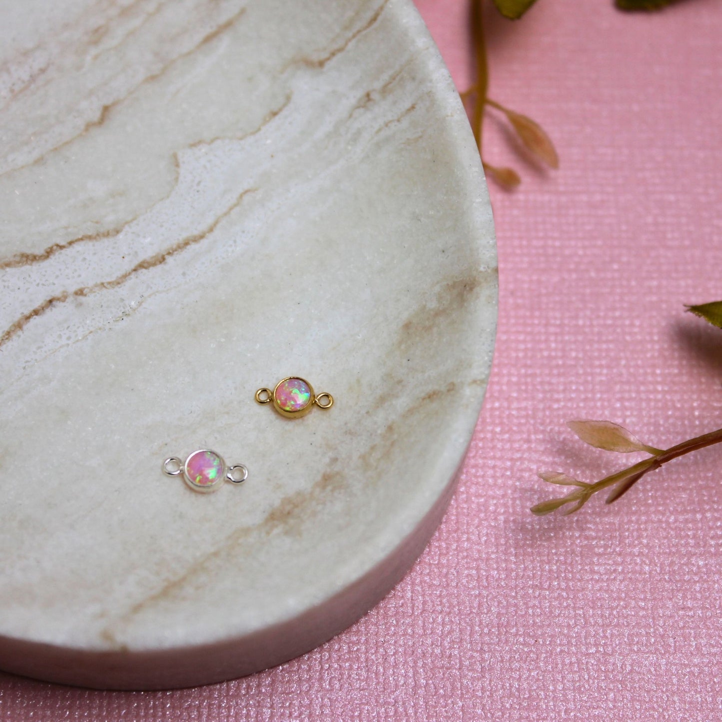 Gold Filled Pink Opal Charm Connector