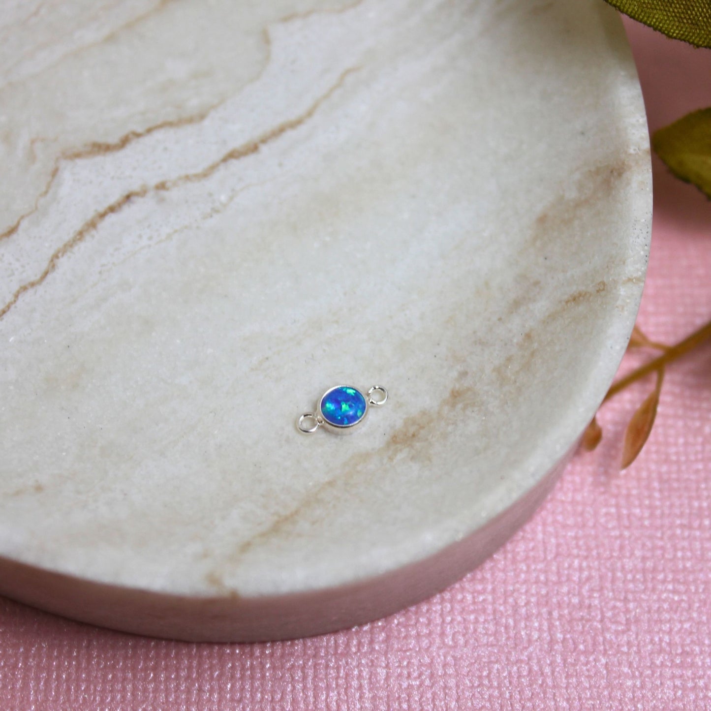 Sterling Silver Blue Opal Connector Charm