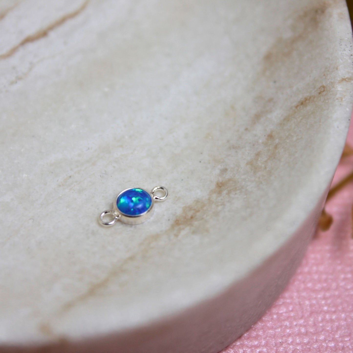 Sterling Silver Blue Opal Connector Charm