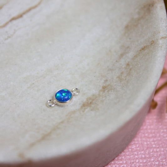 Sterling Silver Blue Opal Connector Charm