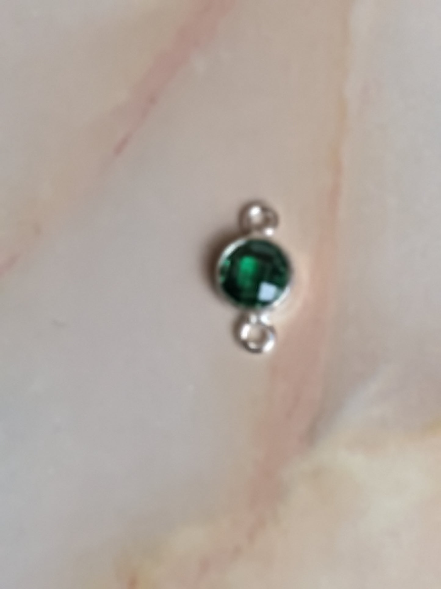 Sterling Silver Emerald Crystal Connector Charm