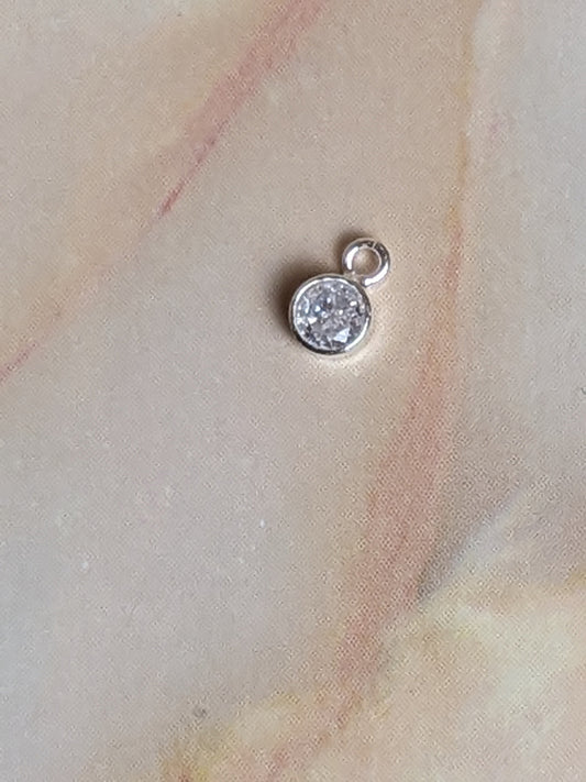 Sterling Silver White Crystal Charm