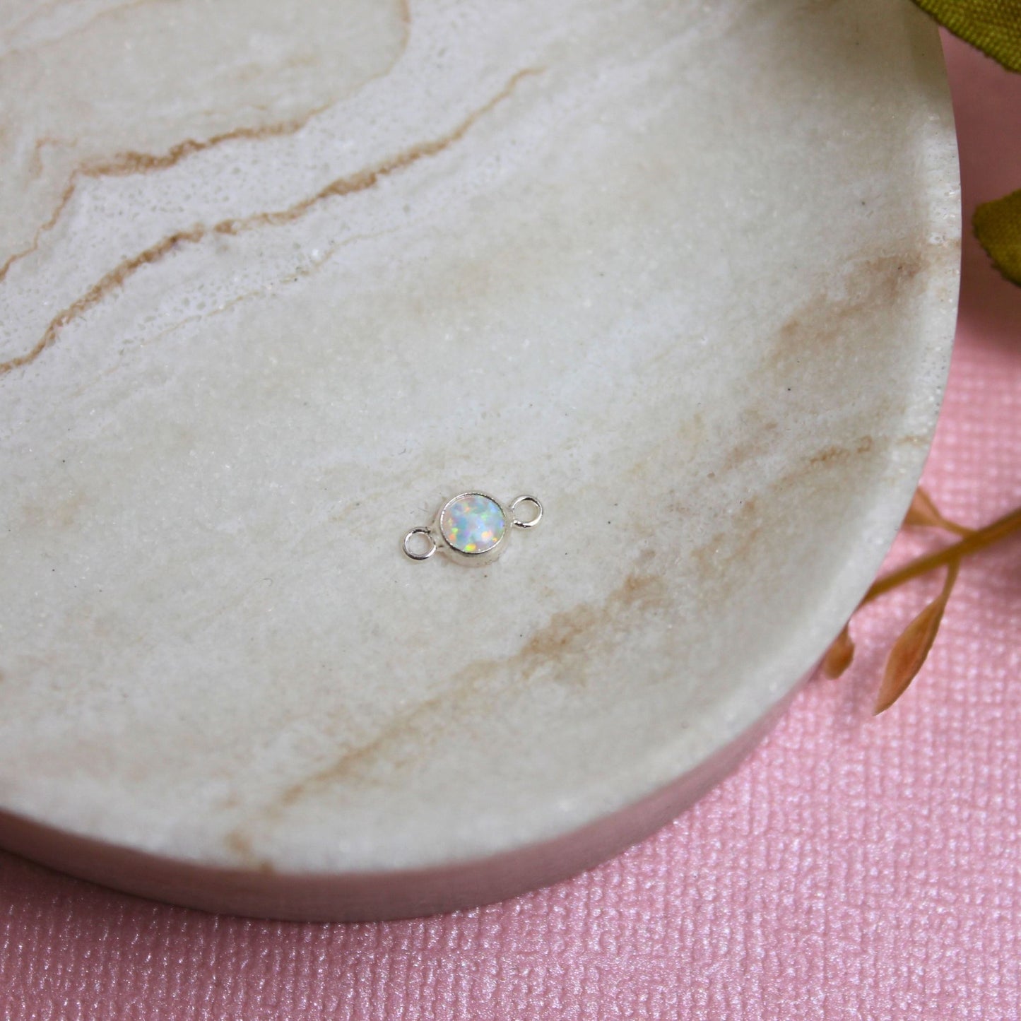 Sterling Silver White Opal Connector Charm