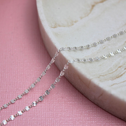 "Amsterdam" Sterling Silver Oval Starburst Chain