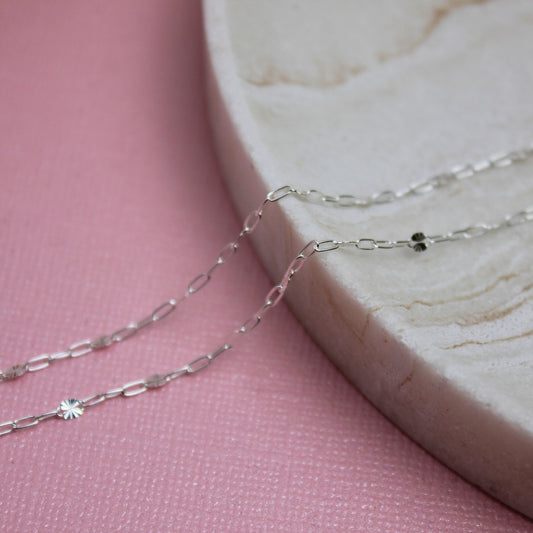 "Berlin" Sterling Silver Oval Starburst & Cable Chain