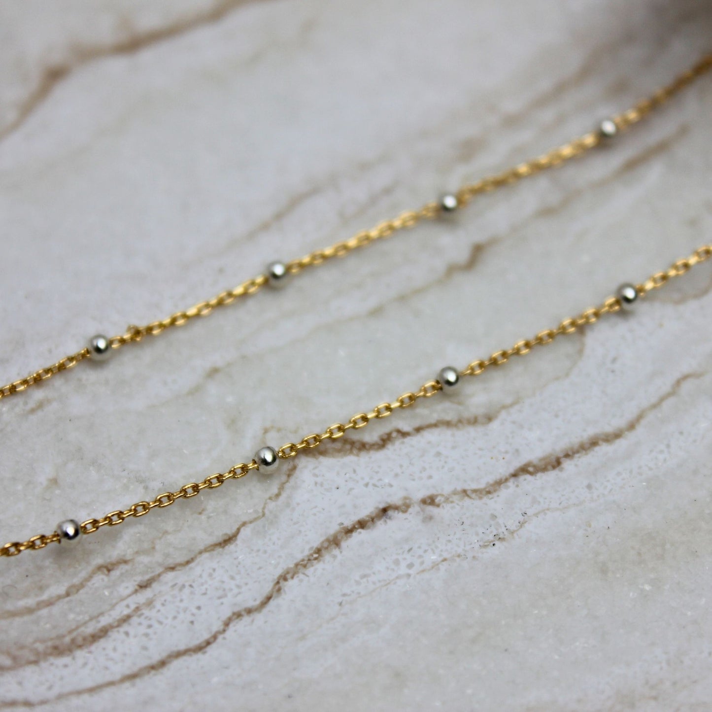 "Prague" Gold Filled Satellite Chain with Silver Beads