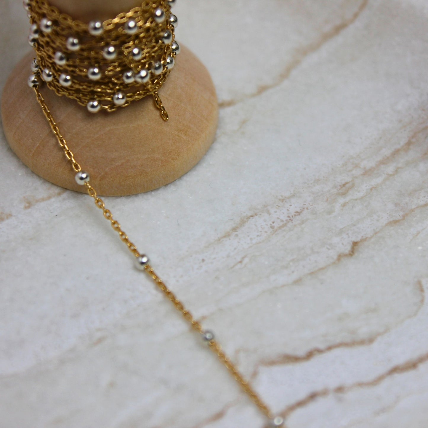 "Prague" Gold Filled Satellite Chain with Silver Beads