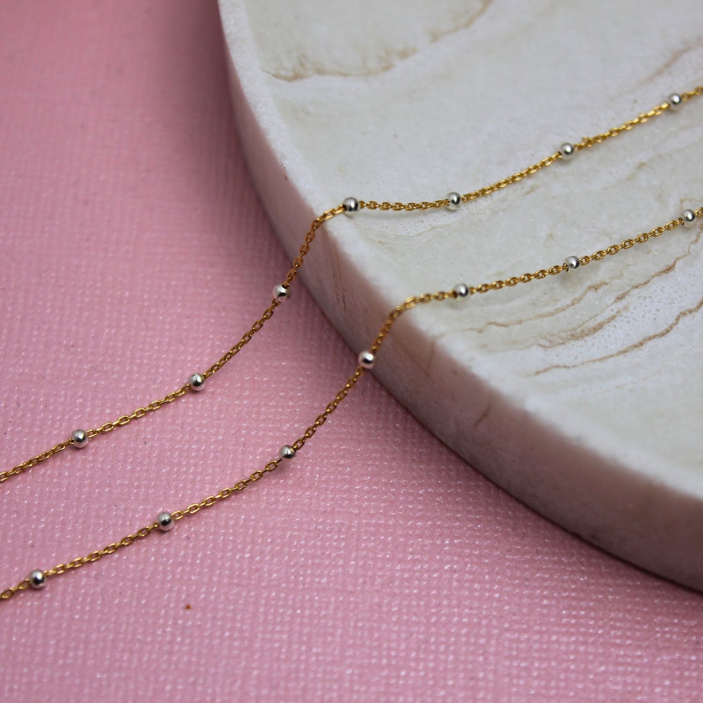 "Prague" Gold Filled Satellite Chain with Silver Beads