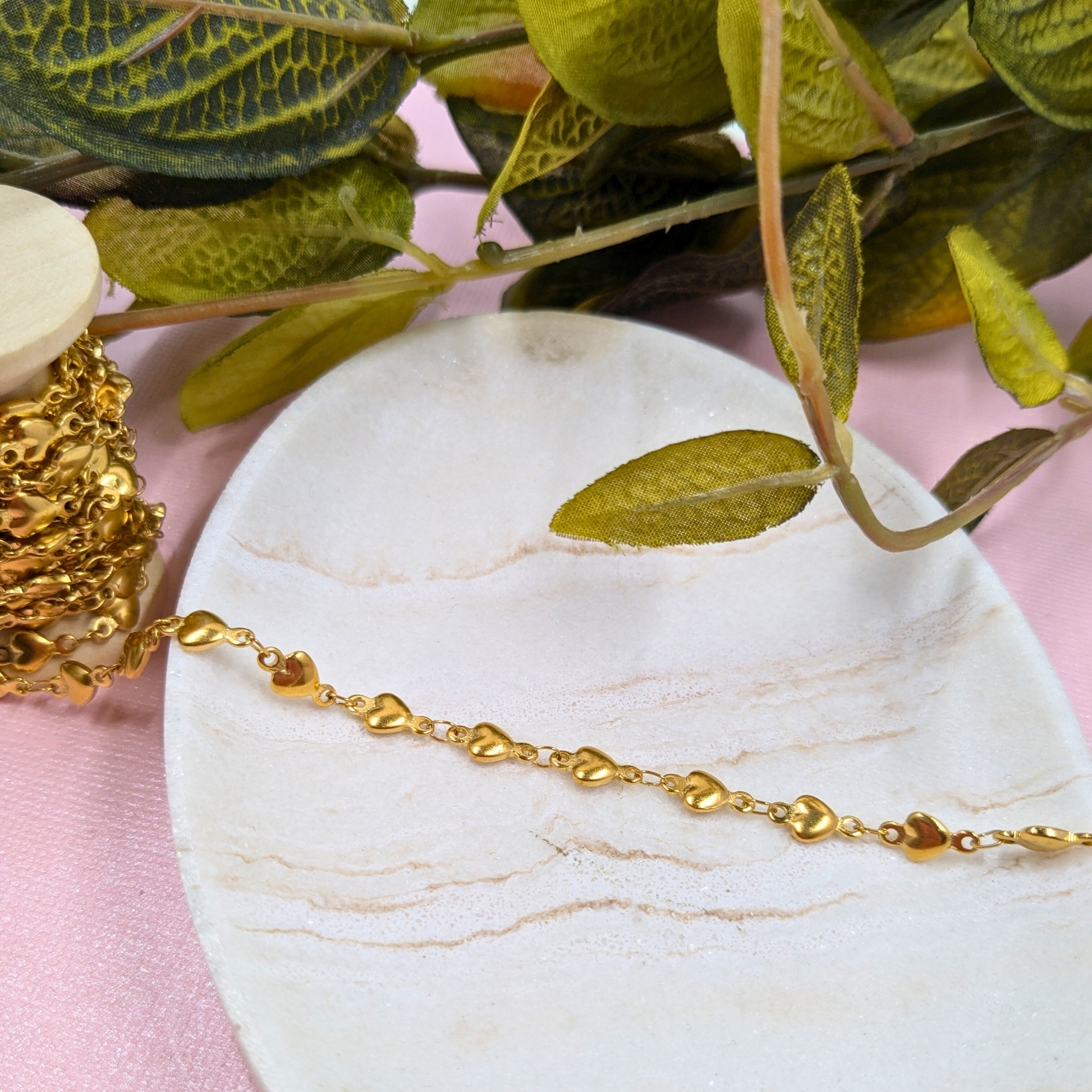 "Boston" Gold Stainless Steel Heart Chain in Gold