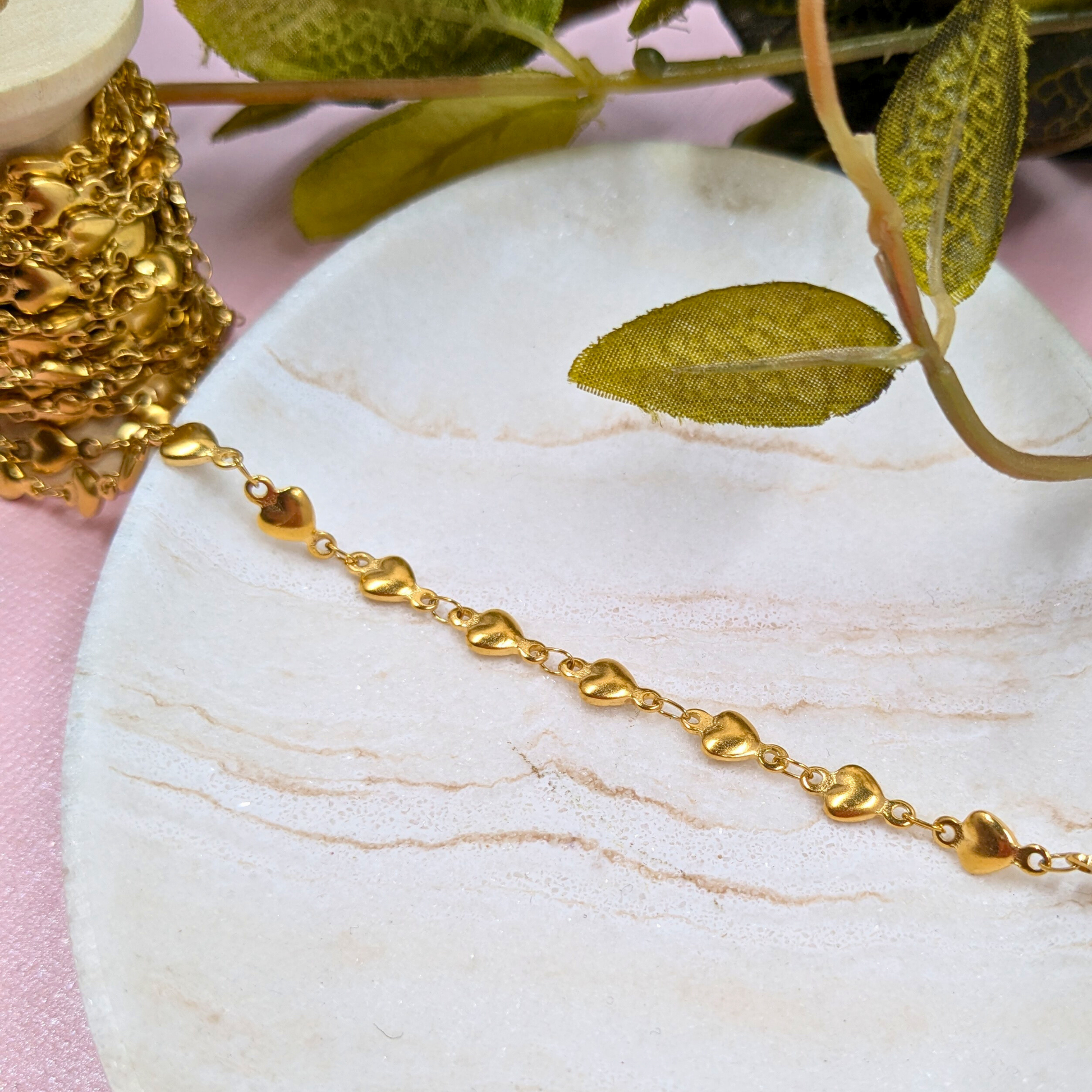 "Boston" Gold Stainless Steel Heart Chain in Gold