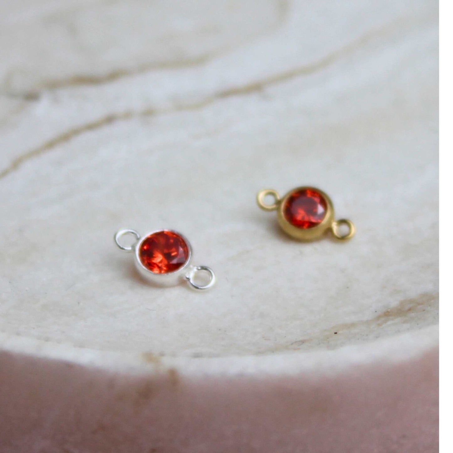 Birthstone 4mm Cubic Zirconia Connector Charm