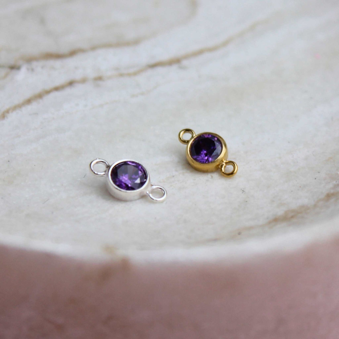 Birthstone 4mm Cubic Zirconia Connector Charm