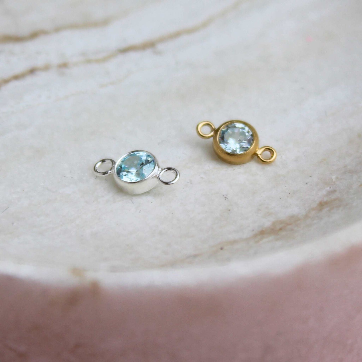 Birthstone 4mm Cubic Zirconia Connector Charm