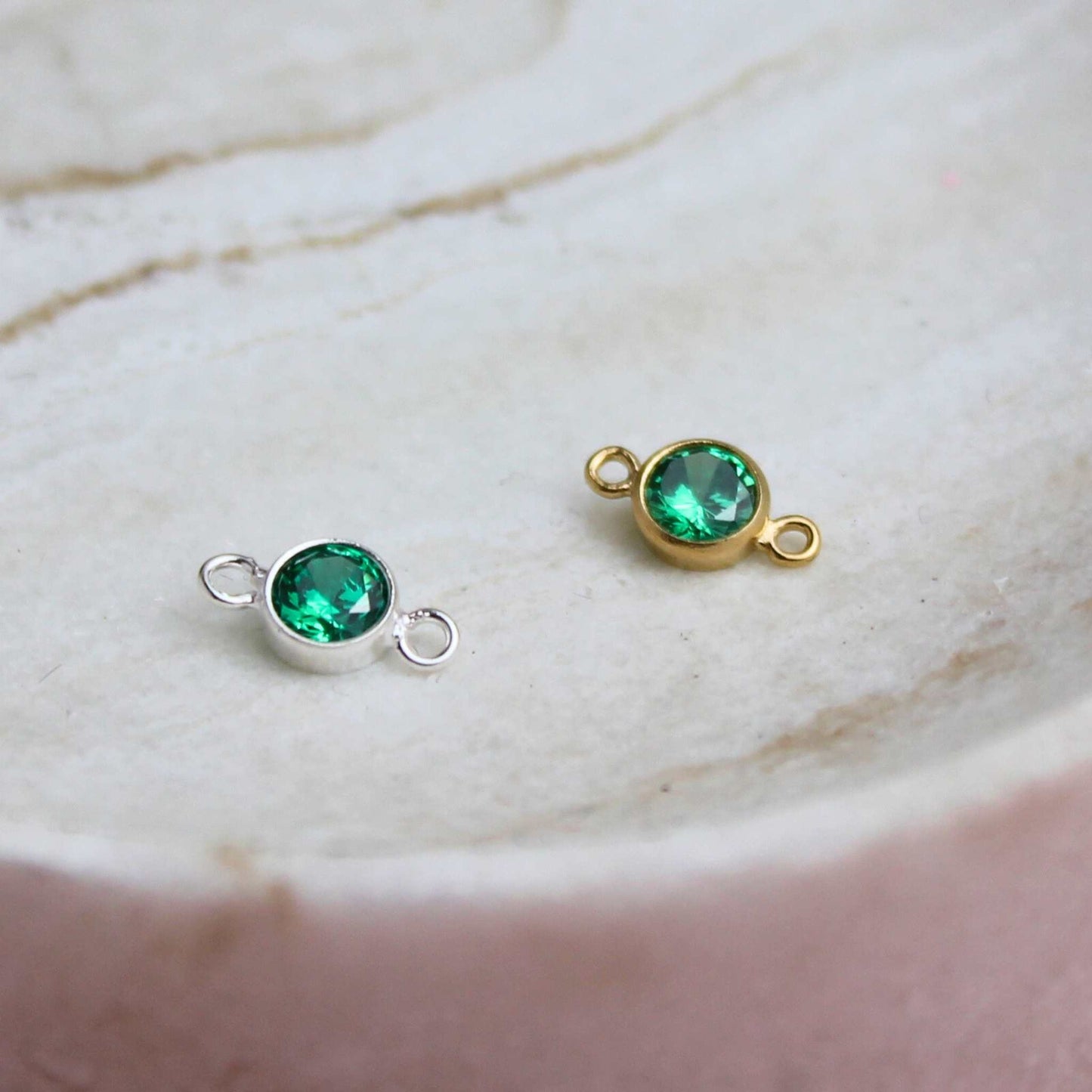Birthstone 4mm Cubic Zirconia Connector Charm
