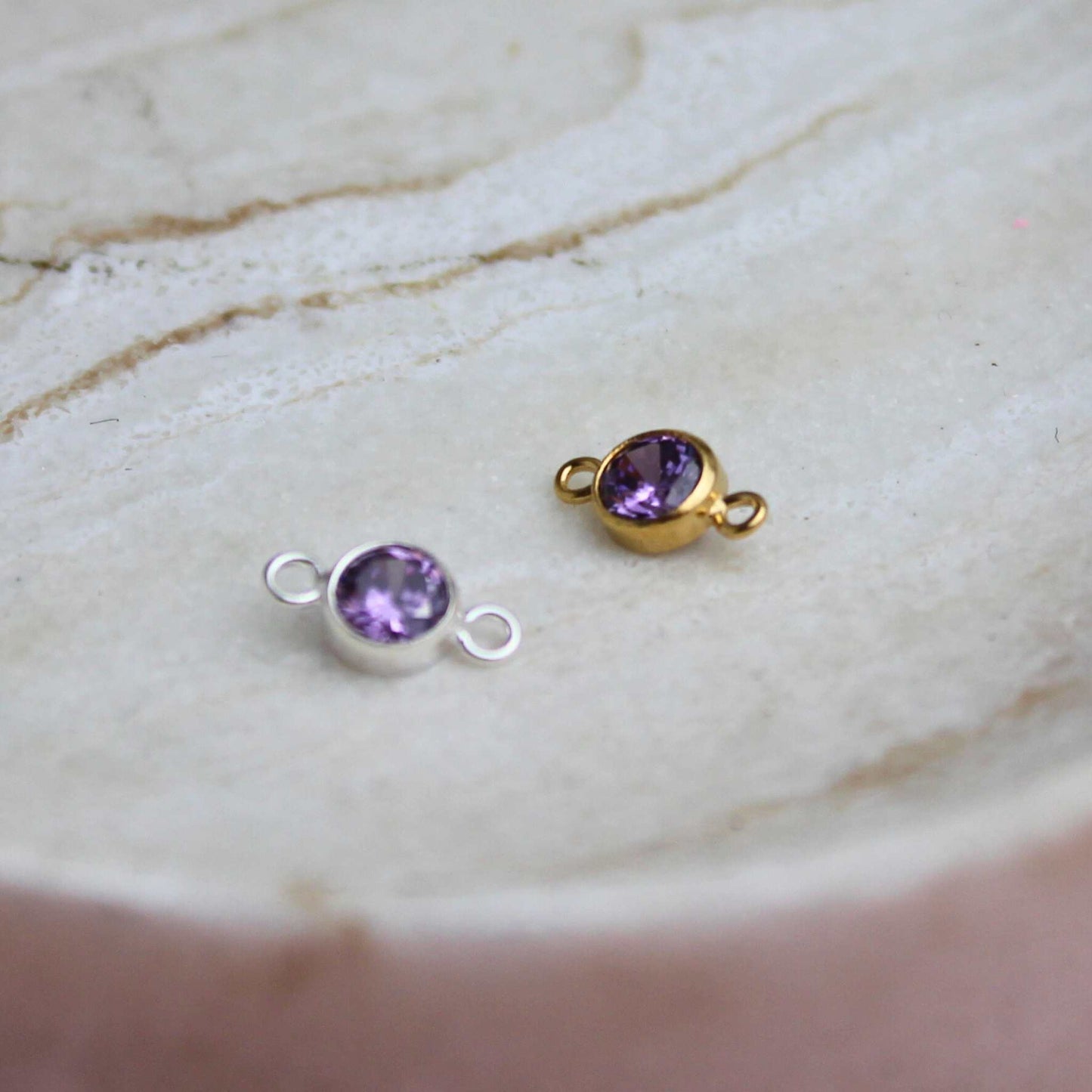 Birthstone 4mm Cubic Zirconia Connector Charm