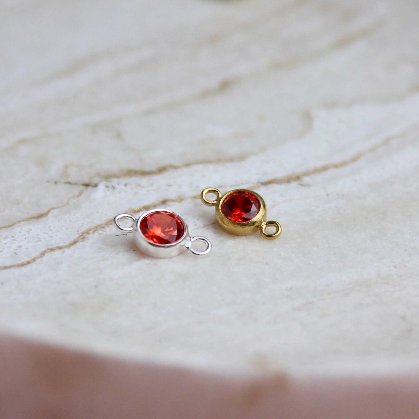 Birthstone 4mm Cubic Zirconia Connector Charm