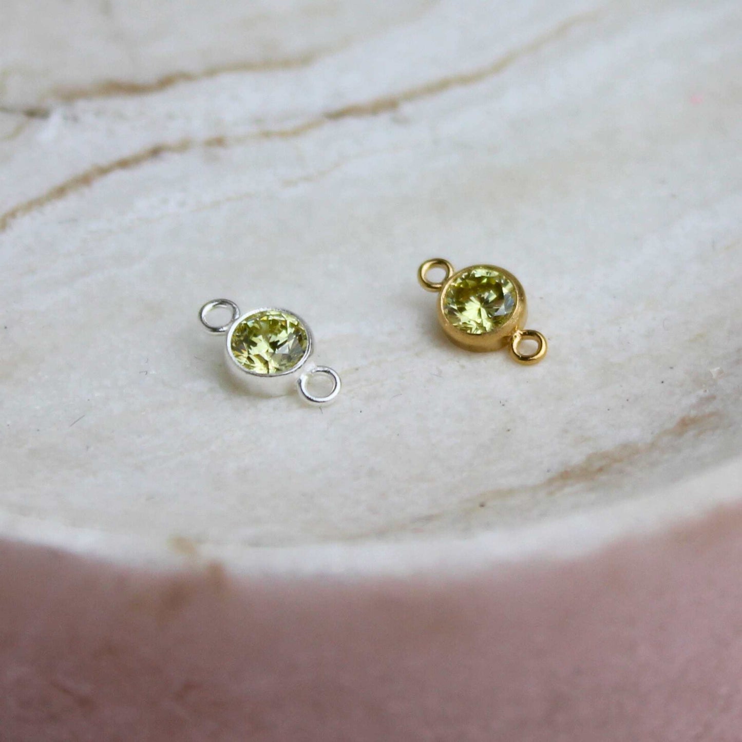 Birthstone 4mm Cubic Zirconia Connector Charm