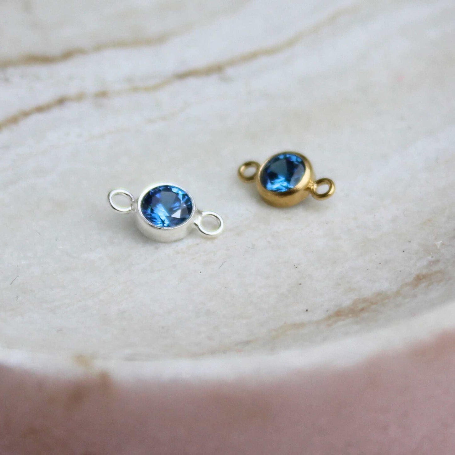 Birthstone 4mm Cubic Zirconia Connector Charm
