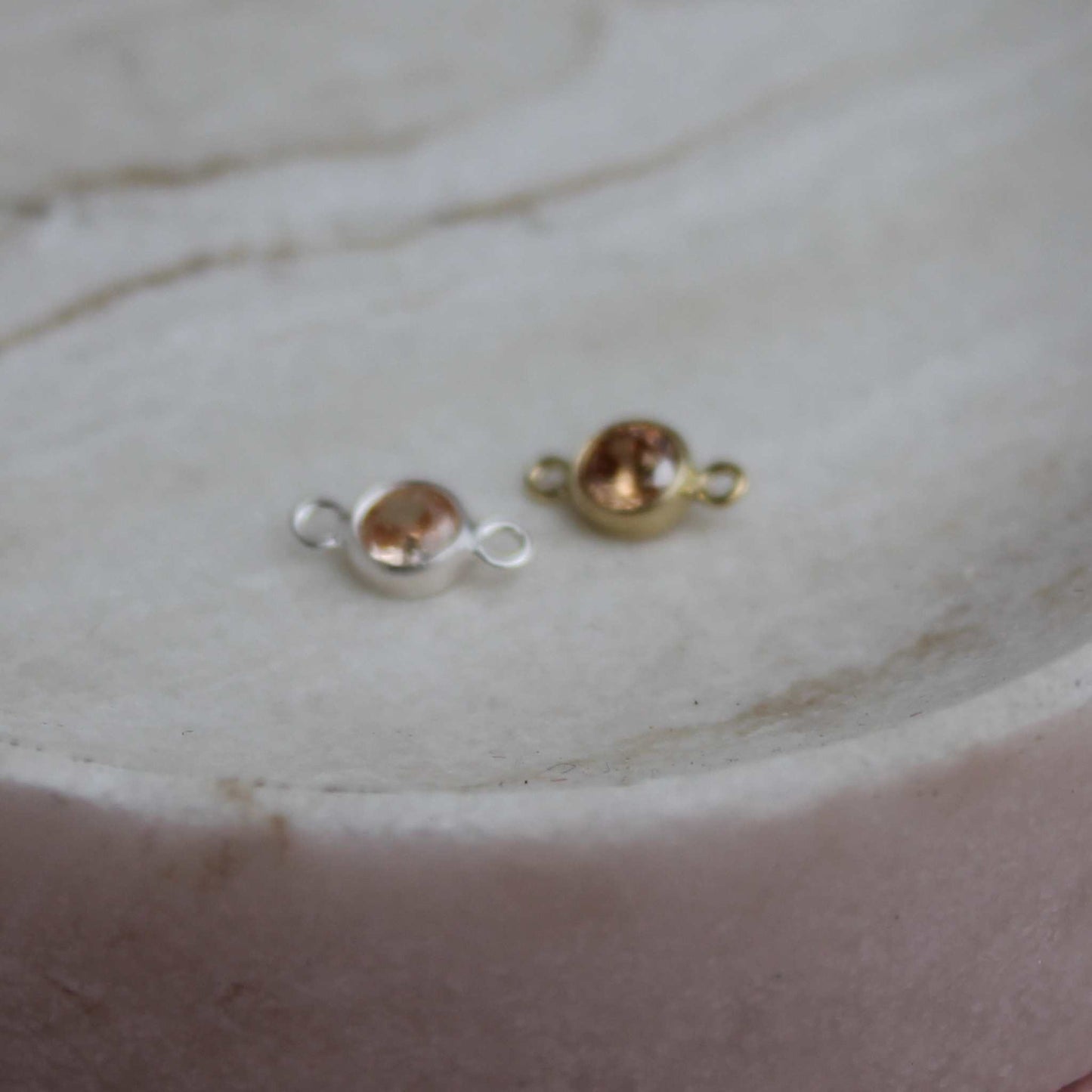 Birthstone 4mm Cubic Zirconia Connector Charm