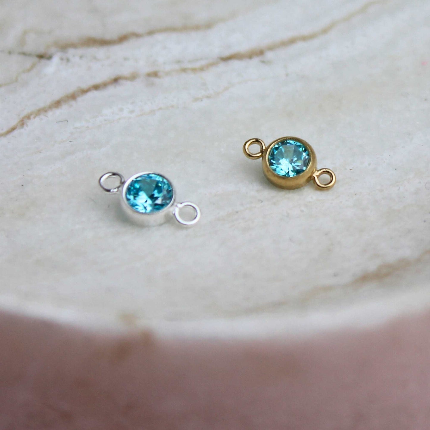 Birthstone 4mm Cubic Zirconia Connector Charm