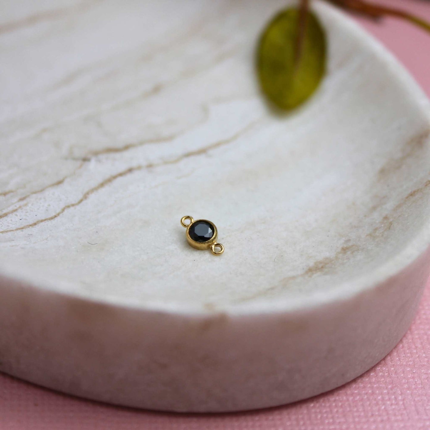 4mm CZ Connector Charm - Black Onyx