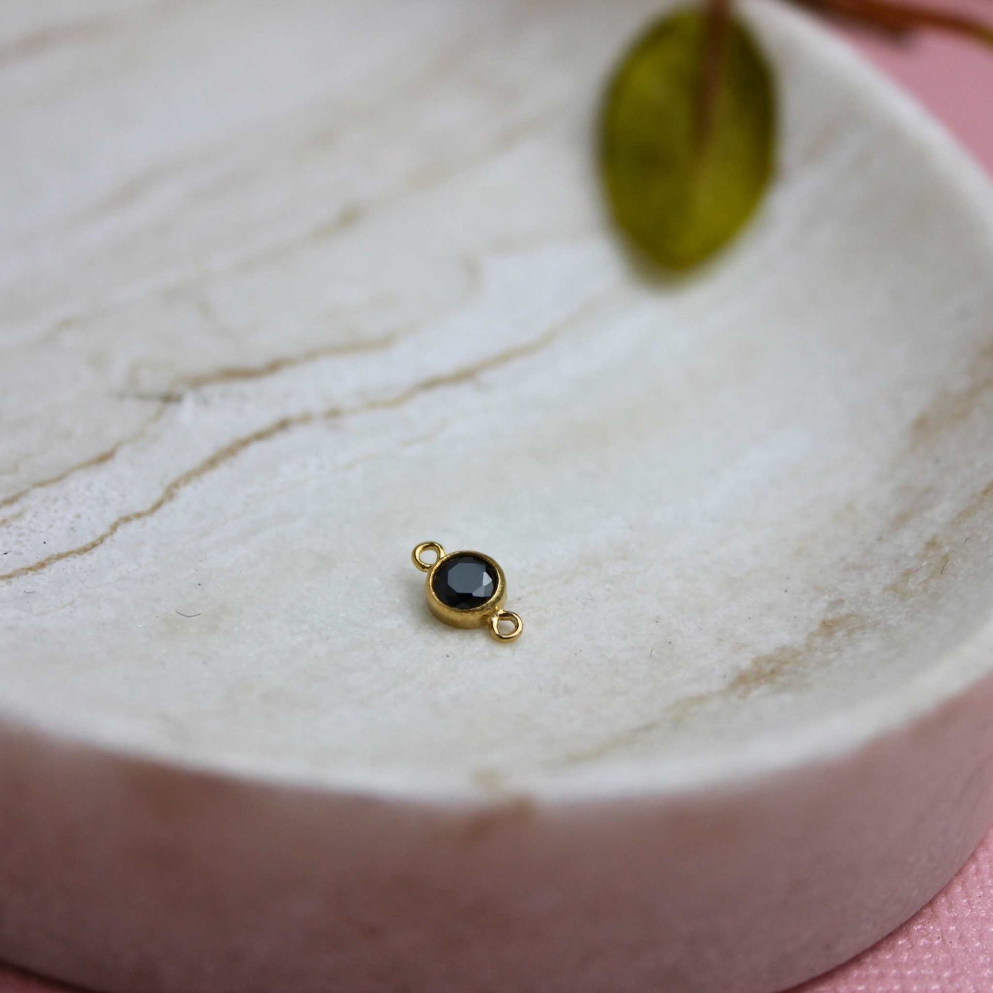 4mm CZ Connector Charm - Black Onyx