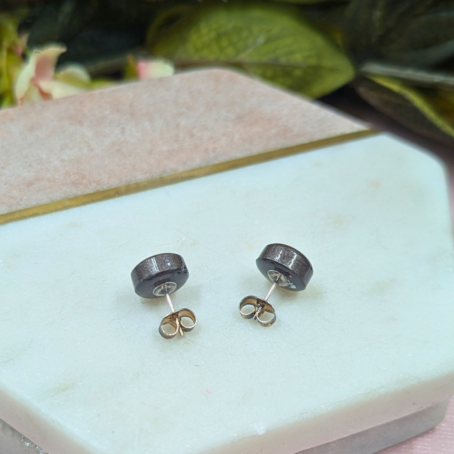 Back of Bridget resin stud earrings by Created By Lau handmade jewellery