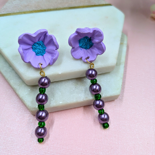 Green glass bead detail on Sylvie sustainable handmade earrings