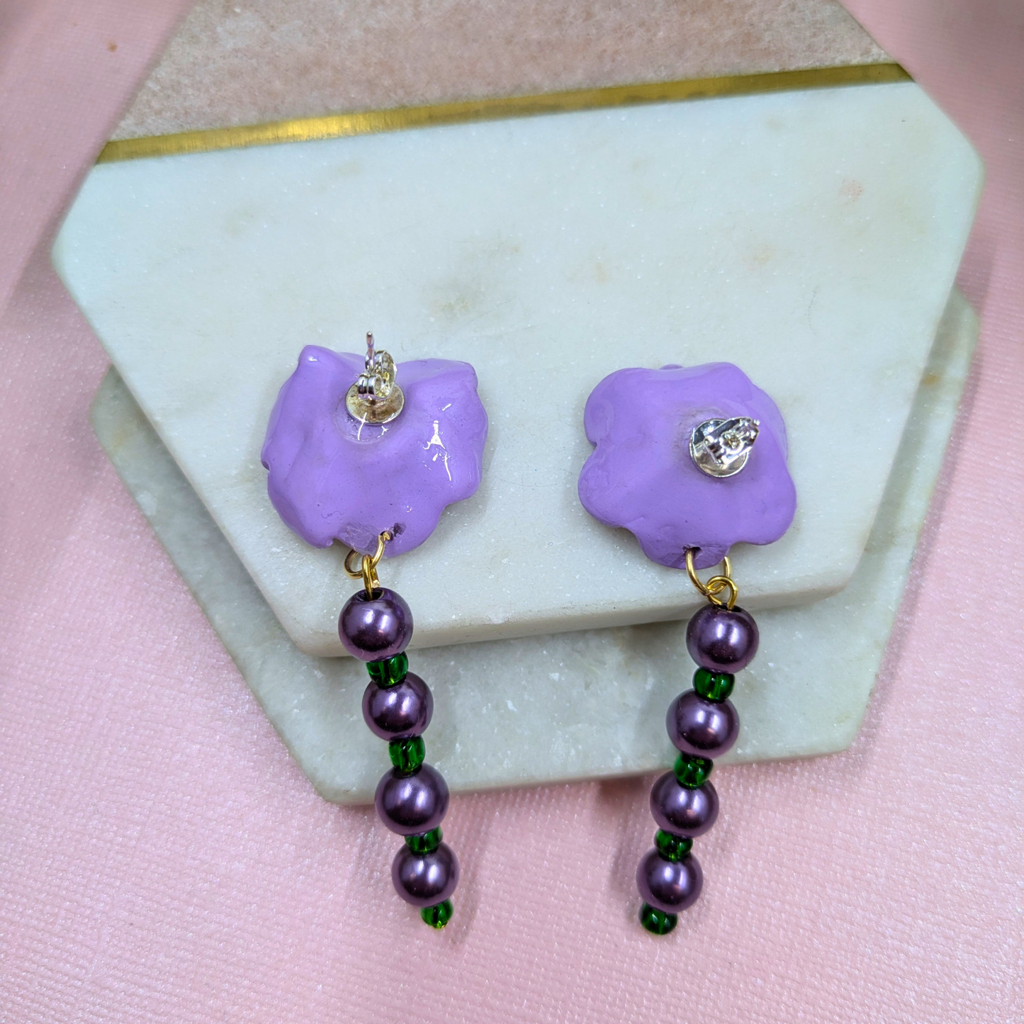 Silver plated findings on Sylvie handmade eco-conscious earrings