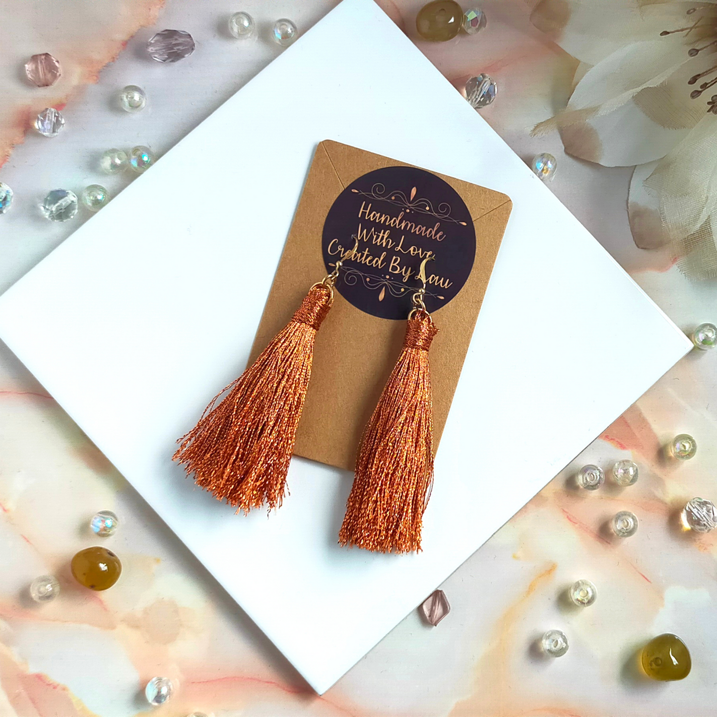 "Saffron" 14K Gold Filled Copper Metallic Tassel Earrings