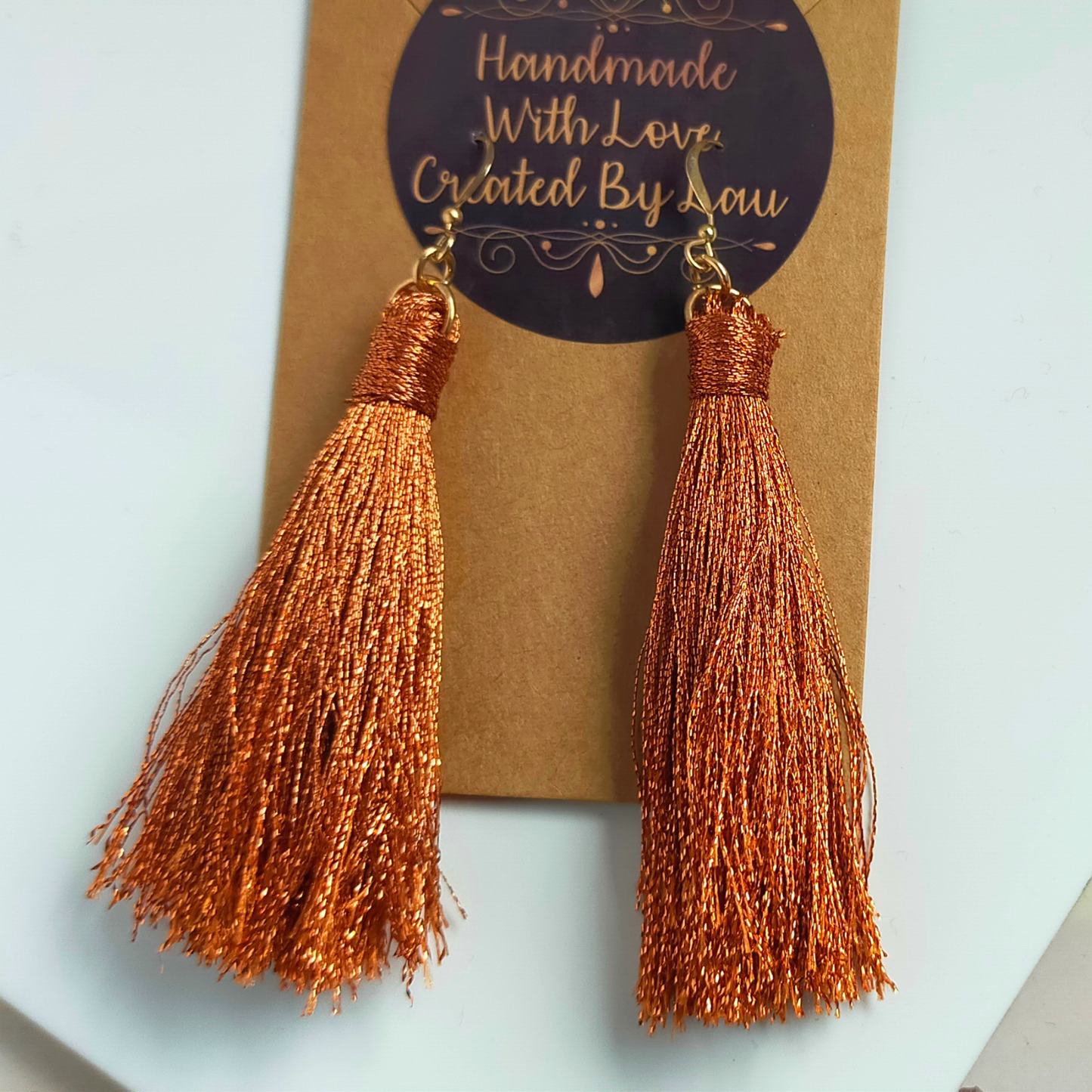 "Saffron" 14K Gold Filled Copper Metallic Tassel Earrings