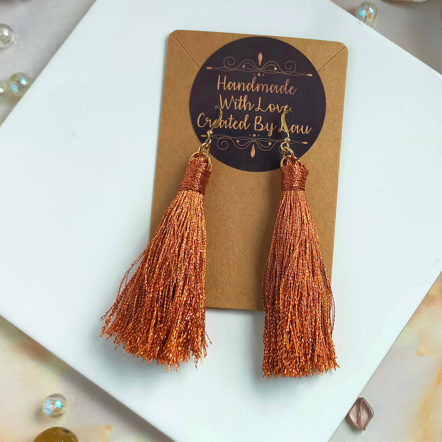 "Saffron" 14K Gold Filled Copper Metallic Tassel Earrings