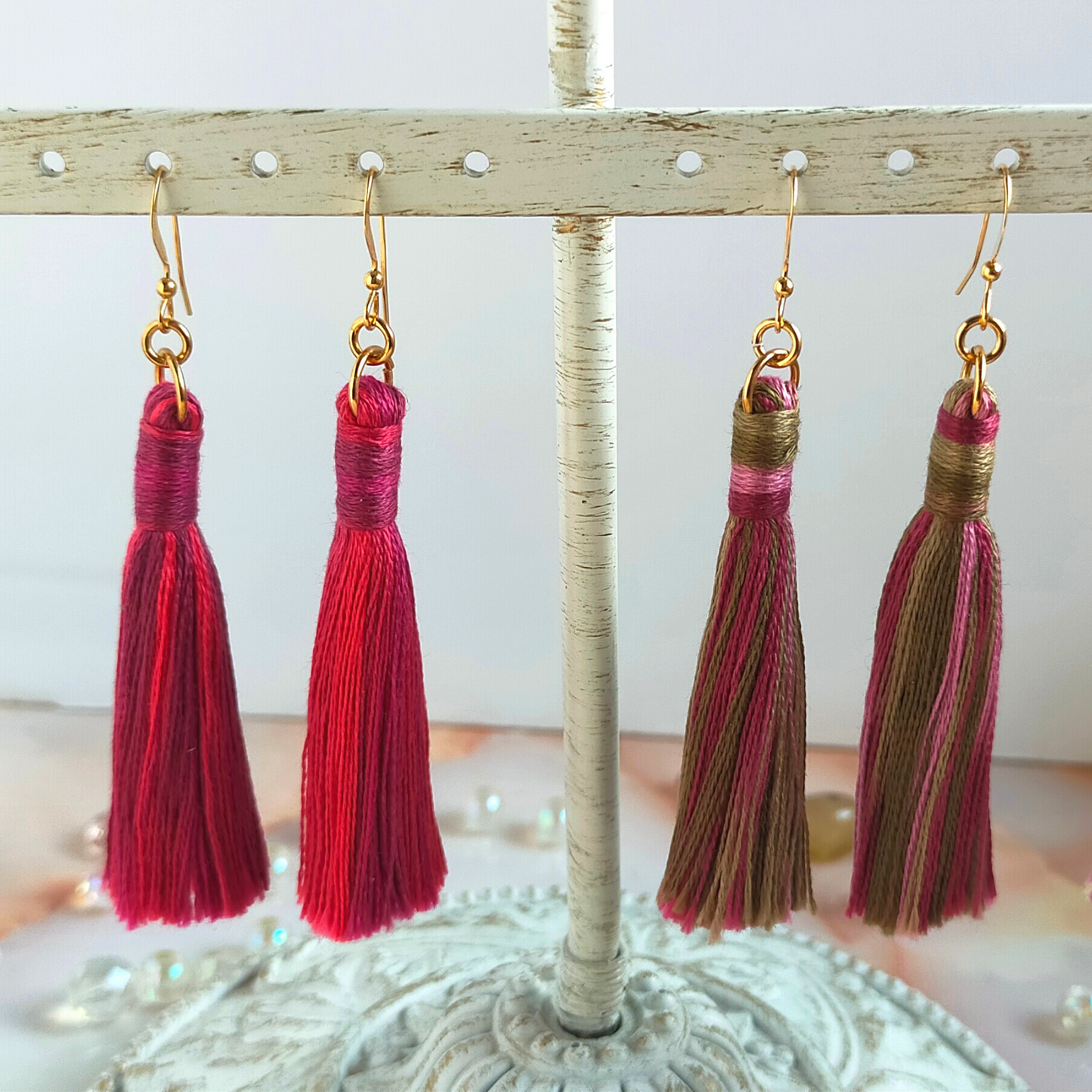 "Cora" 14k Gold-Filled Berries Tassel Earrings