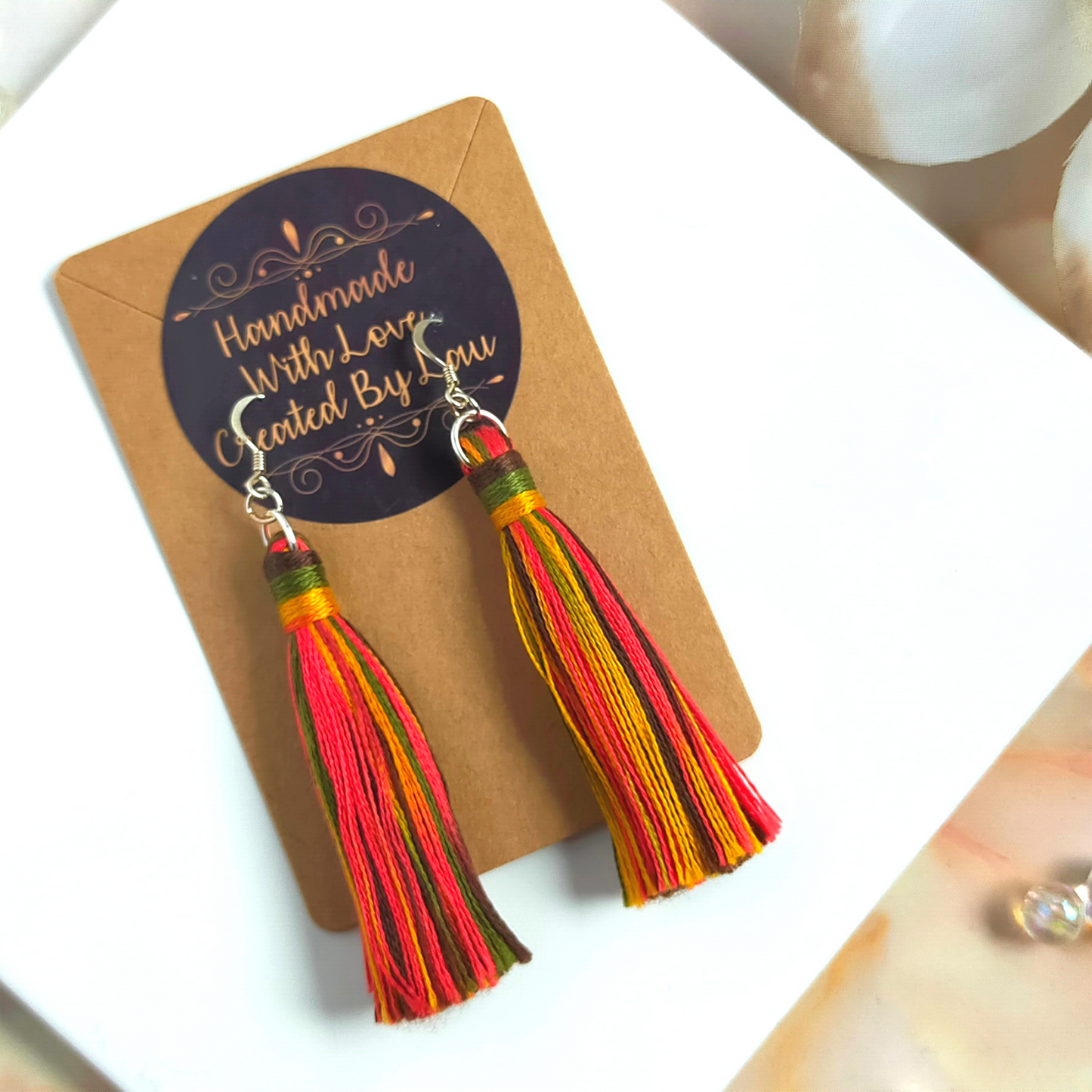 "Cora" Sterling Silver Bright Coloured Tassel Earrings