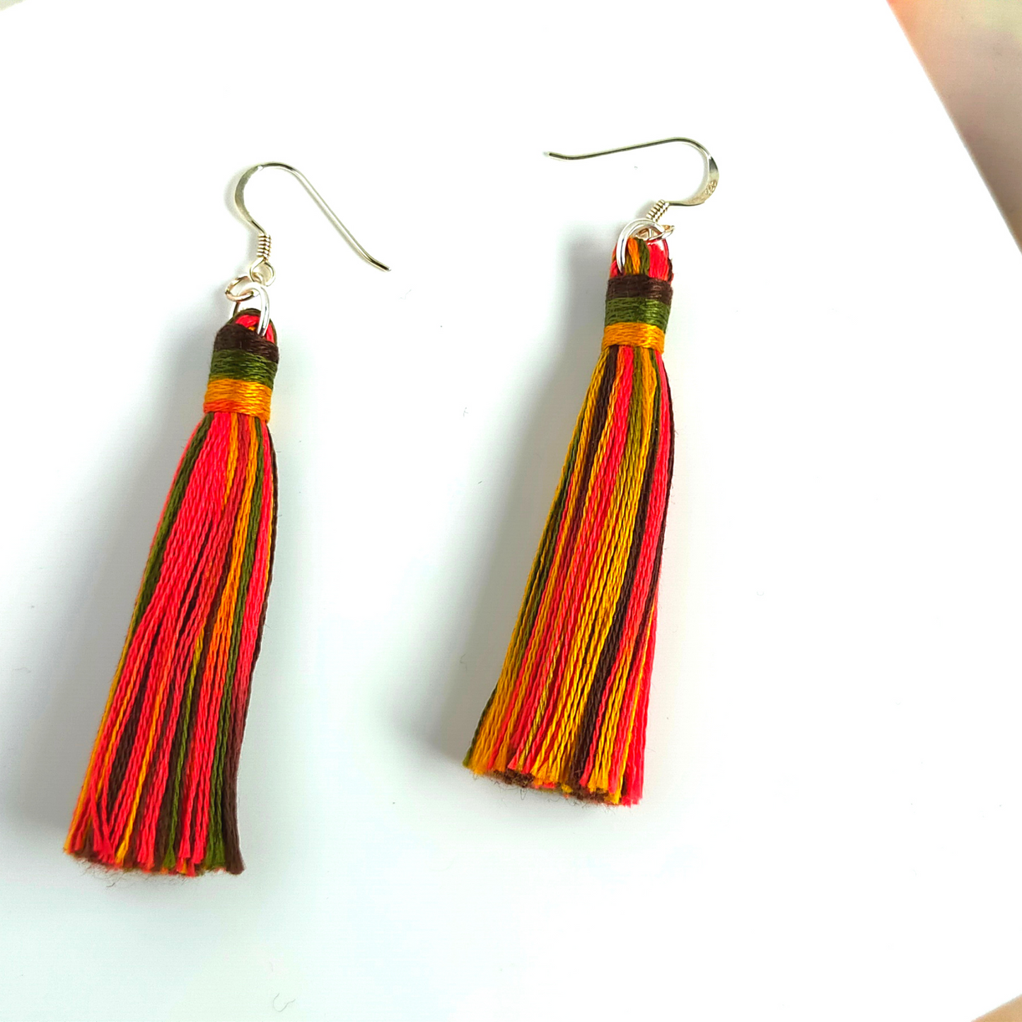 "Cora" Sterling Silver Bright Coloured Tassel Earrings